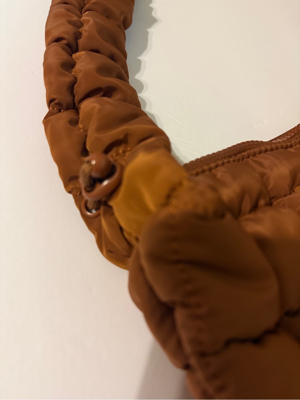 New Madison West Cognac Quilted Puffer Shoulder Bag - Picture 5 of 10